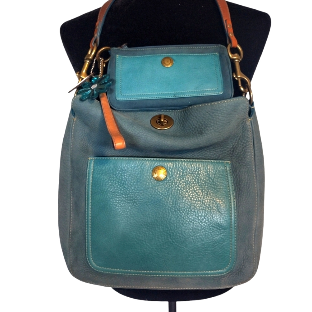 Sold Vintage Authentic Nubuck Leather Chelsea Coach Bag W/Wristlet & Charms